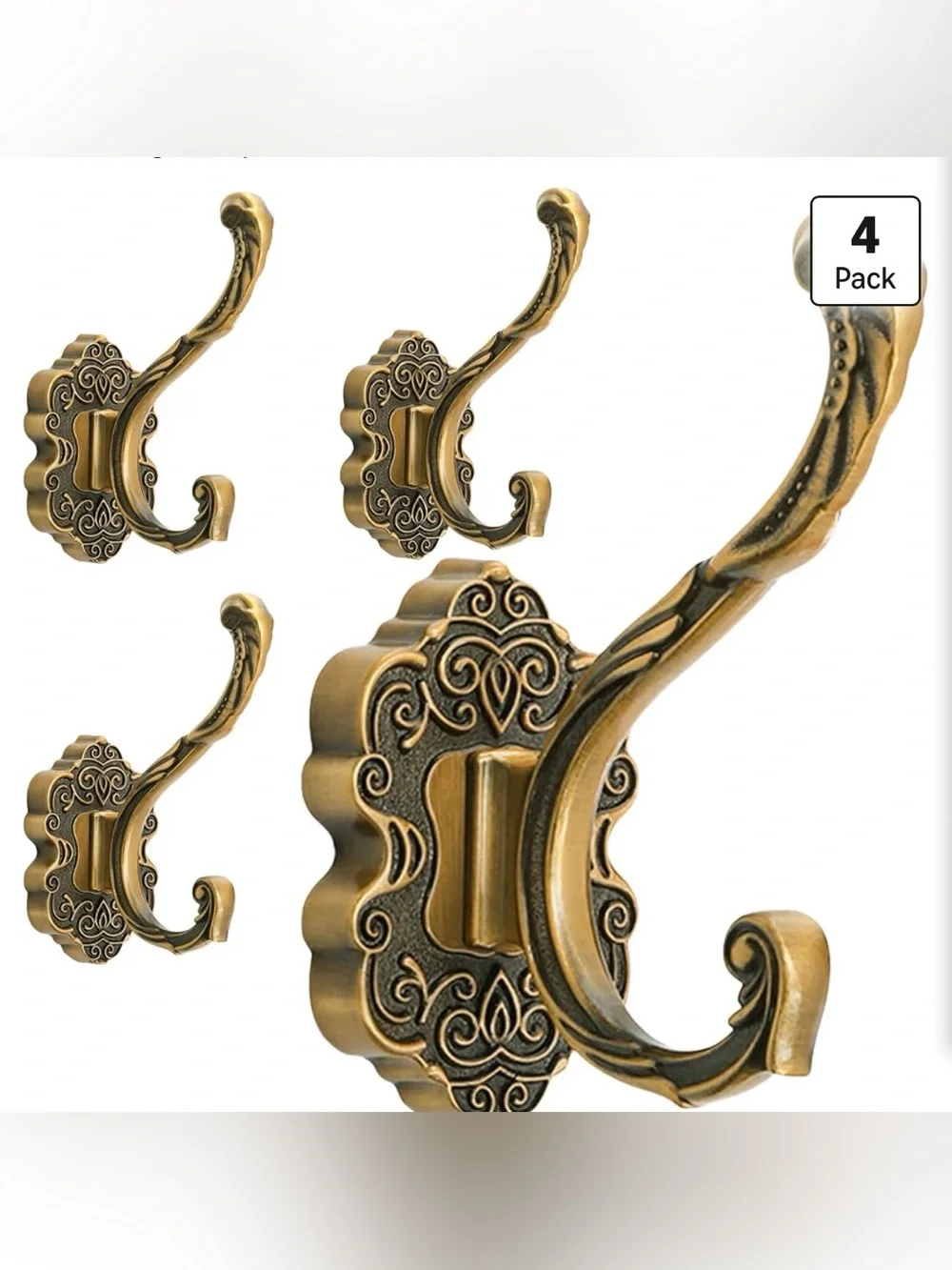 4pcs Vintage Brass Coat Hooks...